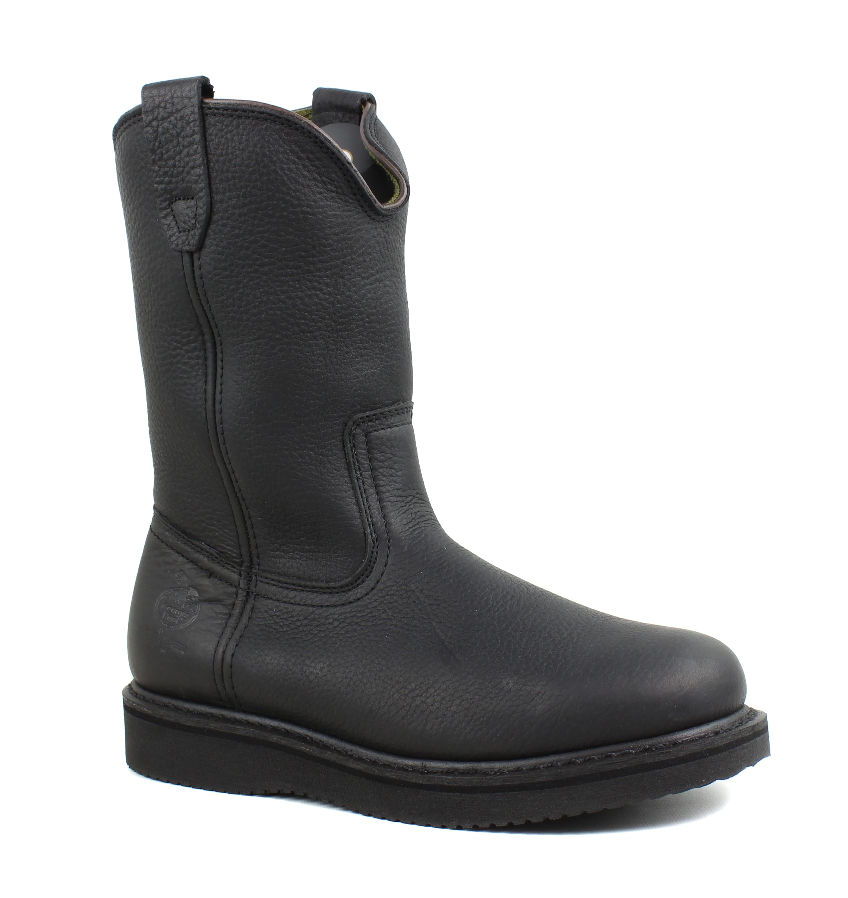 pull on work boots black