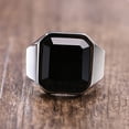 thumbnail image 2 of NETSENG Men's Black Onyx Rings Men's Stainless Steel Square Agate Signet Ring, Father Jewelry Gifts For Him, Men's Rings For Boys, 2 of 7