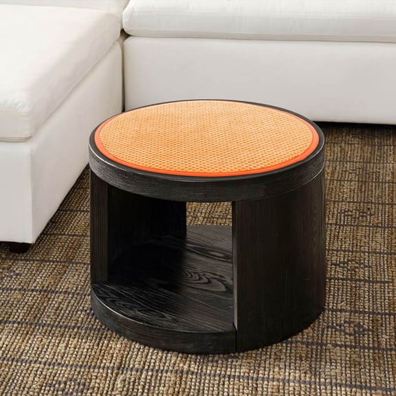 FEOLGEHLY Round Stool Cushion, 10 x 10 Inch Round Seat Pads with Elastic Straps, Anti-Slip Soft Round Pad Chair Seat Cushions for Dining Chairs Kitchen Bar High Stool, Orange