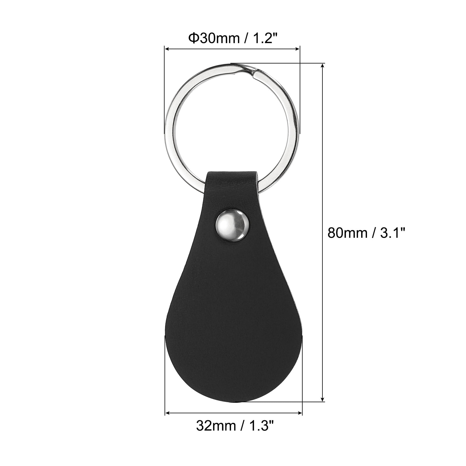 Unique Bargains Leather Key Fob Kit PU Leather Key Fob Blanks with Key Rings DIY Keychain Black