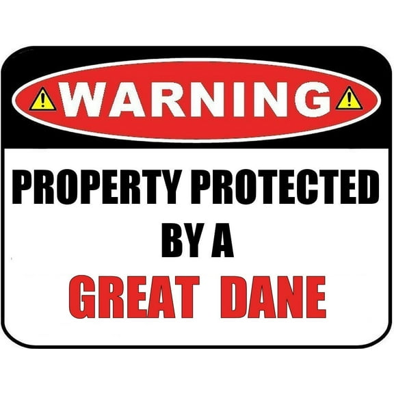 Warning Property Protected by a Great Dane 9 inch x 11.5 inch Laminated Dog Sign