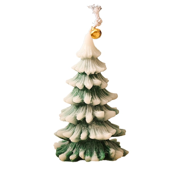 Velas Decorativas Navideñas Adorno de vela de árbol de Navidad de cera verde de 11,5 x 7 cm con aroma a aromaterapia para decoración navideña y regalos festivos. Pieza única. Rkxzt