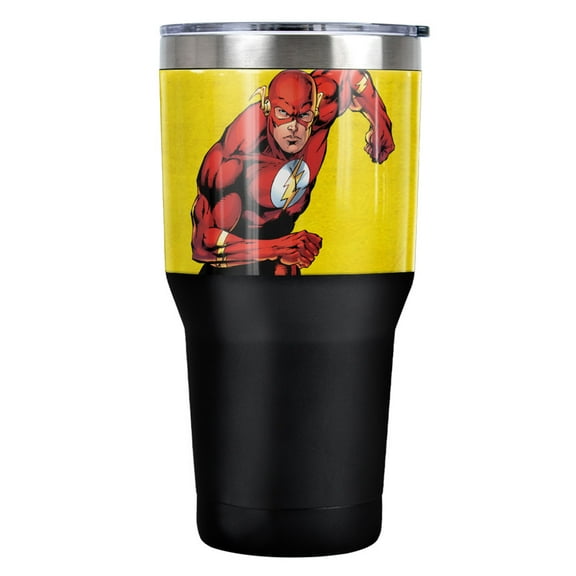 DC Flash - Flash Character Stainless Steel Tumbler 30 oz Coffee Travel Cup, Vacuum Insulated & Double Wall with Leakproof Sliding Lid