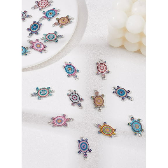 20Pcs 10 Colors Alloy Enamel Turtle Links Connector Charms for Earring Necklace Bracelet Jewelry Making DIY Colorful