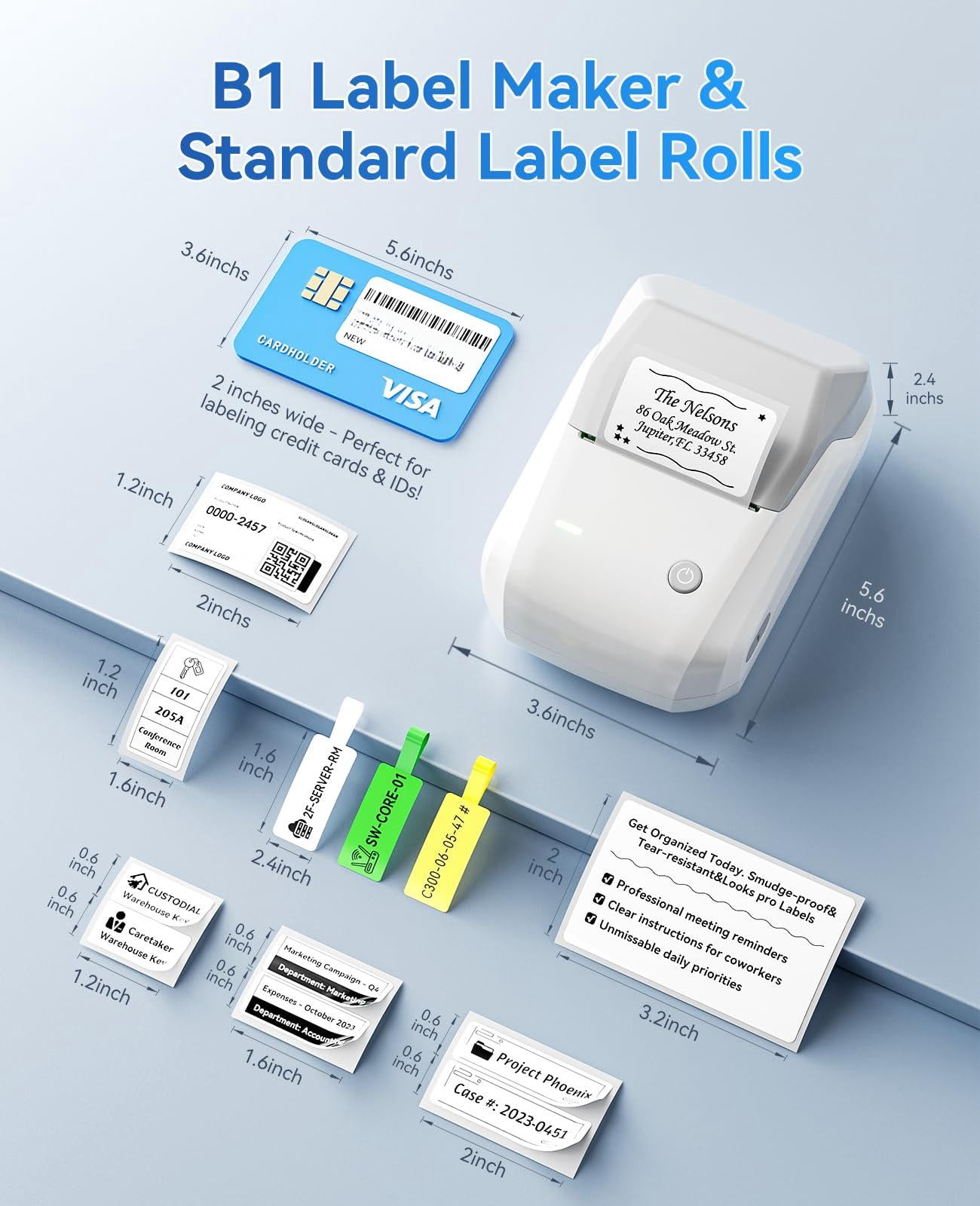 B1 Label Maker Machine  Thermal Printer Easy To Use For Office Home Business Came With 1 Roll White Label(grey)