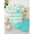 thumbnail image 2 of Bslissey Toddler Baby Boys Casual Shorts Sets Tree Print Short Sleeve T-shirt + Elastic Waist Rolled Hem Shorts 0-3T Infant Summer 2Pcs Outfits for Daily Beach, 2 of 9