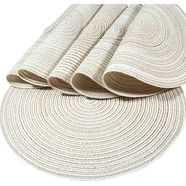 Manteles individuales, juego de 6, redondos, resistentes al calor, tejidos, manteles individuales para mesa de comedor de 36 cm