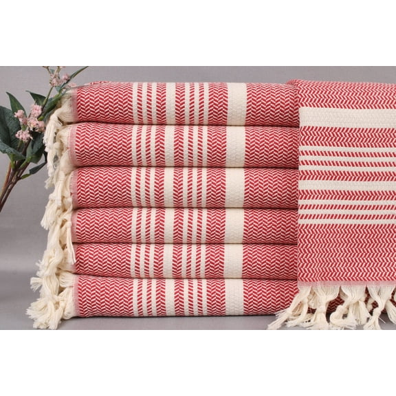 Tea Towel Favor, Personalized Tea Towel, Red Towel, Striped Towel, 18x40 Inches Gift For Her, Camping Towel, Gym Towel, Spa Towel,