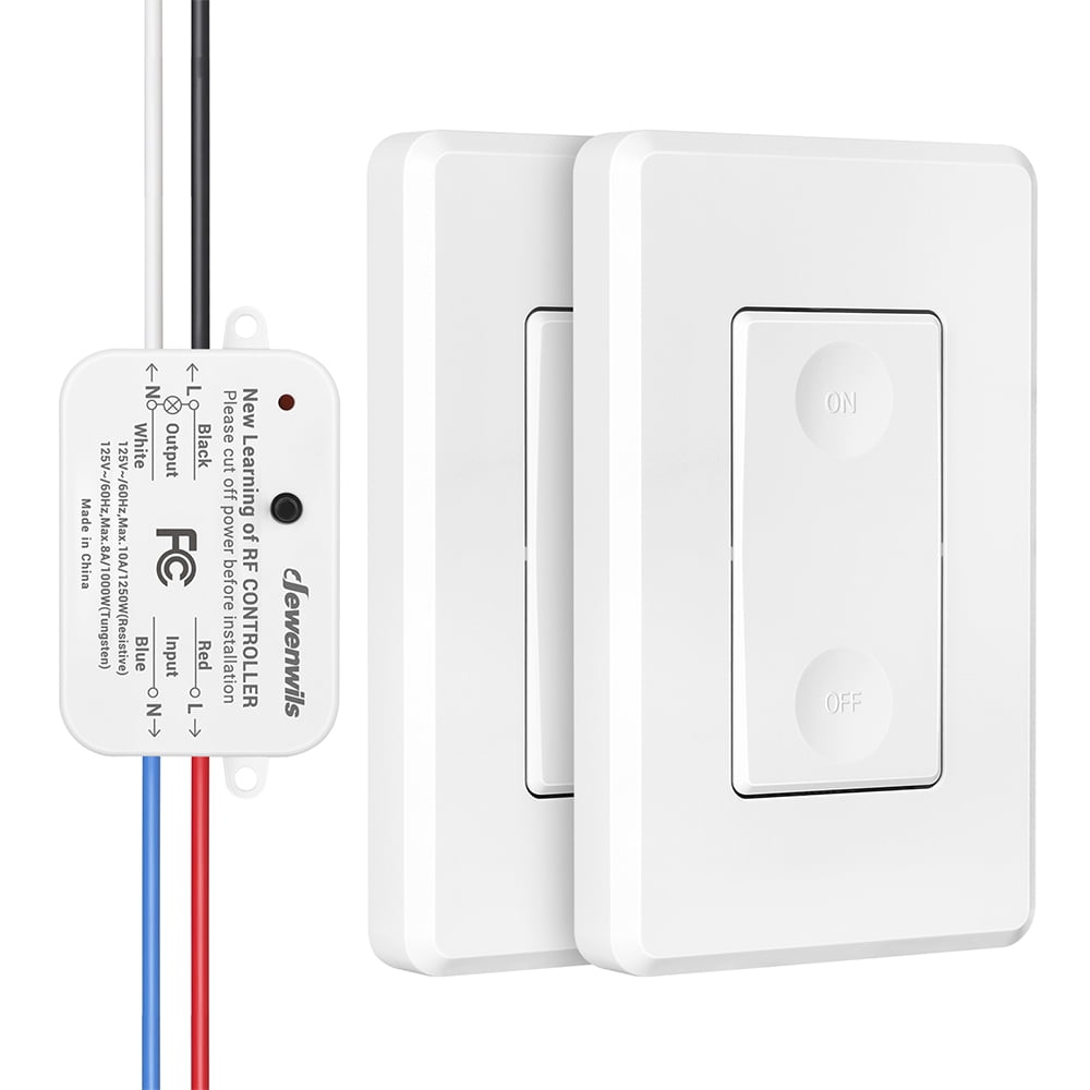 DEWENWILS Wireless Remote Control Wall Switch and Receiver Kit, Remote Control Light Switch, 100Ft RF Range, (2 Switches and 1 Receiver)