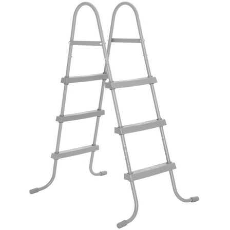 Bestway: Above Ground Swimming Pool Ladder - 42" - Gray, Corrosion-Resistant Metal Frame, Heavy-Duty Plastic Steps, Quick Assembly Outdoor Accessory