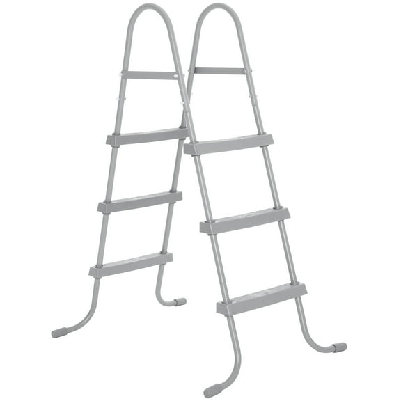 Bestway: Above Ground Swimming Pool Ladder - 42" - Gray, Corrosion-Resistant Metal Frame, Heavy-Duty Plastic Steps, Quick Assembly Outdoor Accessory