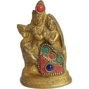 PARIJAT HANDICRAFT Brass Radha Krishna Statue for Home Decor Diwali showpiece Office Gift, Shining Inlay