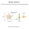 thumbnail image 4 of Rosec Jewels Lab Created Diamond Snowflake Stud Earrings for Women (Ef-Vs Quality), with Screw Back - Christmas Gift, 10K Yellow Gold, 4 of 6