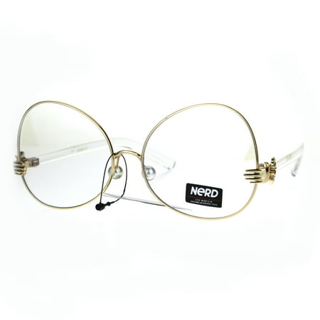 Nerd Clear Lens Metal Rim Butterfly Swan Drop Temple Eye Glasses Gold ...