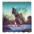 thumbnail image 3 of Ambesonne Fantasy Shower Curtain, Crashed Spaceship Art, 69"Wx84"L, Blue Green, 3 of 5
