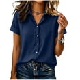 thumbnail image 6 of Women's Short Sleeve Button Down Shirt Casual Stretch Blouse with Collar, 6 of 6