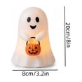 thumbnail image 3 of Clearance! Halloween Ghost Night Light, Cute LED Ghost Lamp with Pumpkin Candy Bucket, Resin Spooky Figurine Light for Table Shelf Party Home Decor, 3 of 5