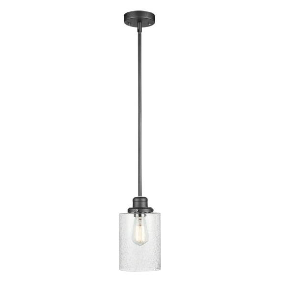 Annecy 1-Light Graphite Pendant with Seeded Glass Shade, Bulb Included