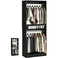 thumbnail image 5 of 25'' Freestanding Closet System - iSunirm Small Closet Organizer with 2 Hanging Rods & Shelves, Walk In Closet System for Home & Closet, Sturdy Garment Rack, 25''W x 16''D x 80''H, Black, 5 of 8