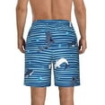 thumbnail image 3 of Bixox Men's Sharks on White Blue Striped printing Casual Classic Fit Short Summer Beach Shorts, 3 of 6