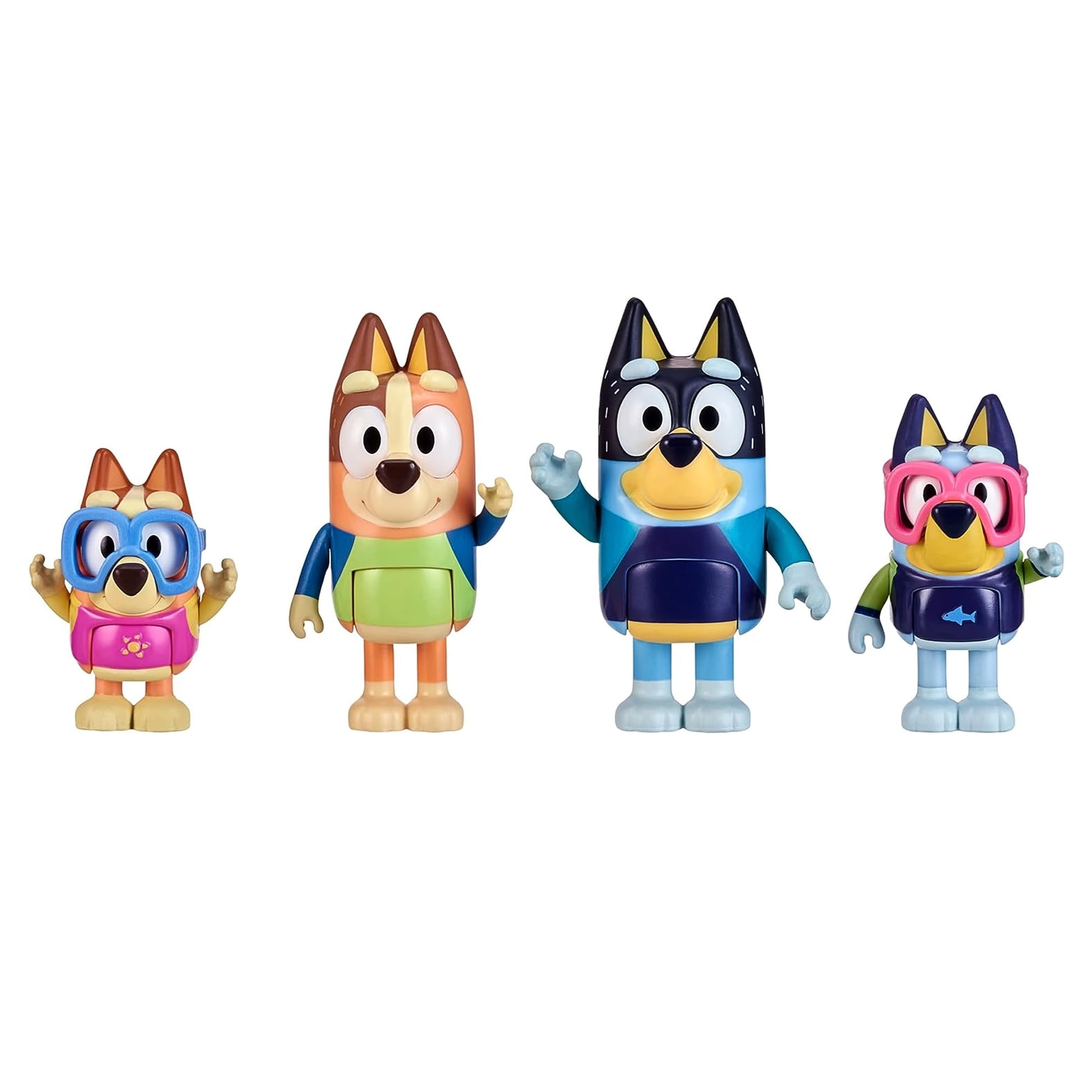 Bluey and Friends 4 Pack of 2.5-3 Dog  Poseable Figures (13052), School  4-pack