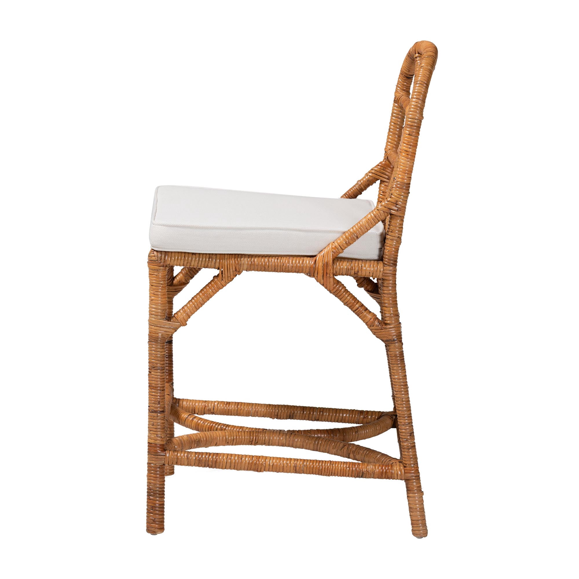 bali & pari Alondra Boho Counter Stool, Counter Height 22", Light Honey