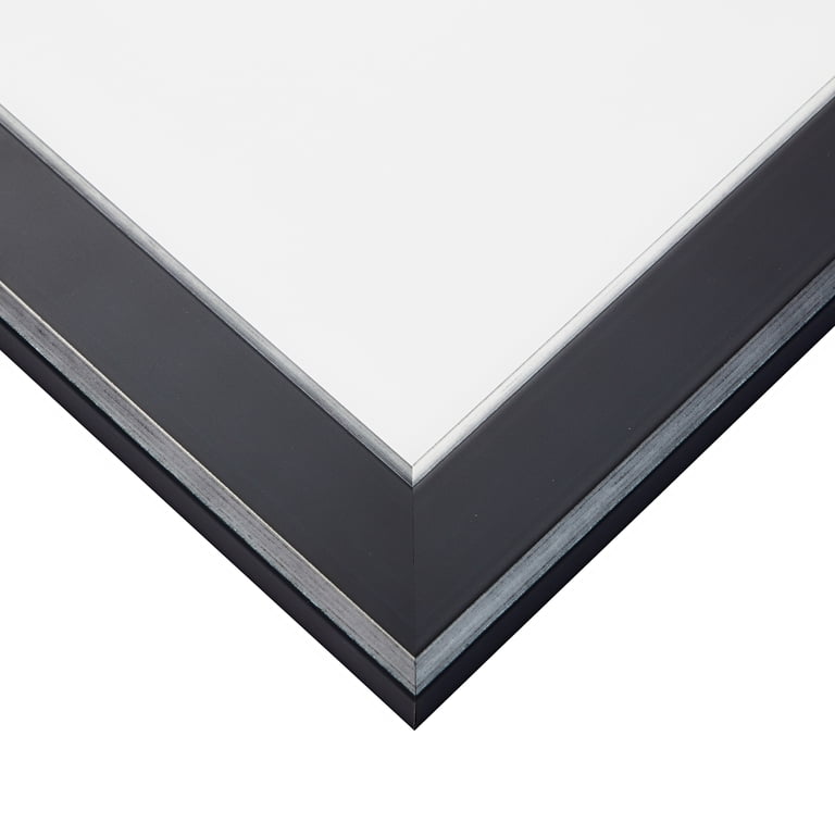 Craig Frames Crackle Black & Silver Picture Frame, 11x14 Inch, Matted For 8x10 Photo, Modern Style, Includes Glass & Hanging Hardware