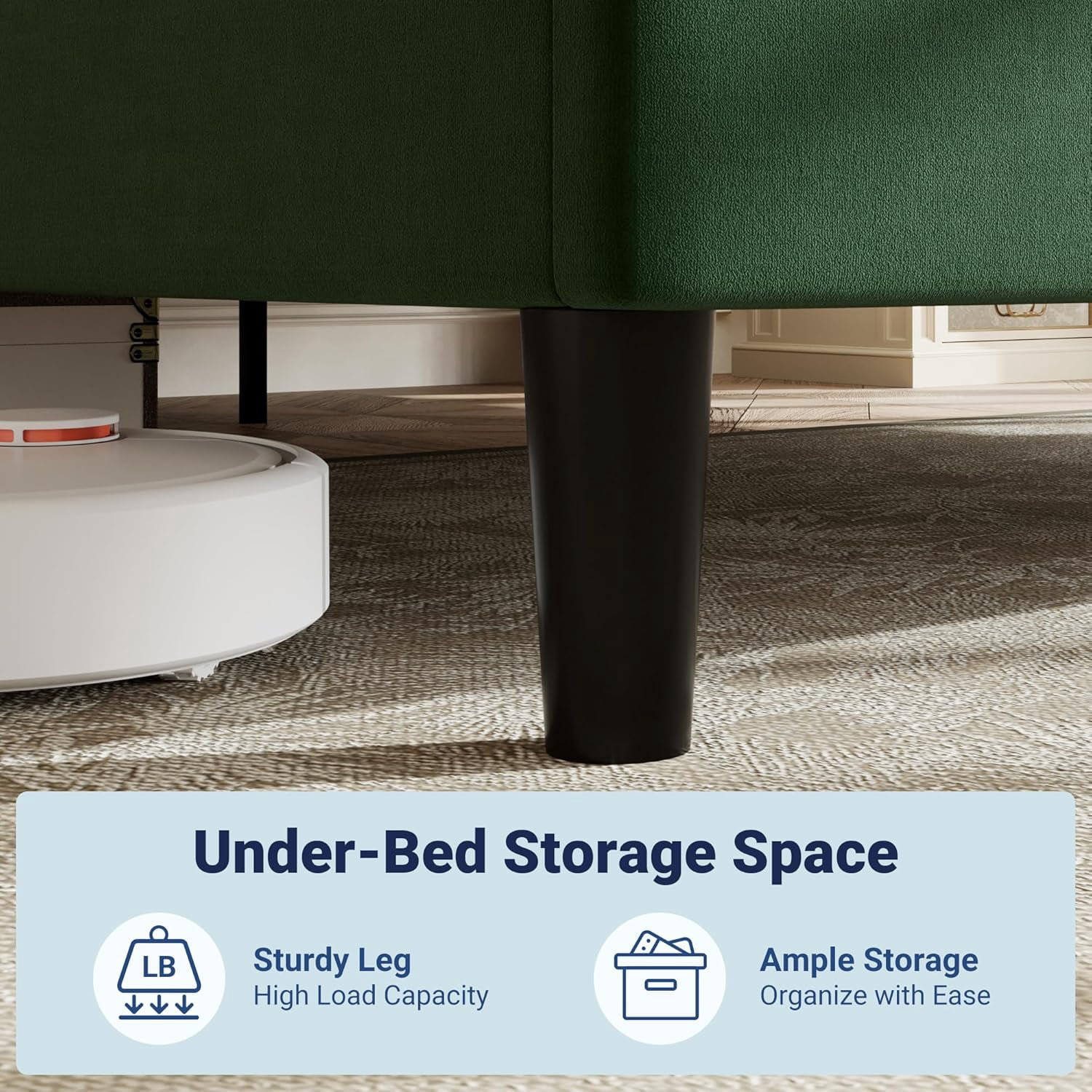 Allewie Full Platform Bed Frame with Adjustable Headboard, Plush Velvet Upholstered, Vertical Channel Tufted, Sturdy Wooden Slats, No Box Spring Needed, Easy Assembly, Green