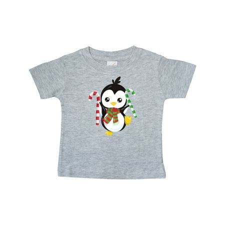 

Inktastic Cute Penguin Penguin With Candy Cane And Scarf Gift Baby Boy or Baby Girl T-Shirt