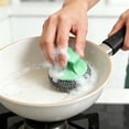 thumbnail image 4 of Gift Giving Clearance! Stainless Steel Scrubber, Steel Wool Scrubber, Dish Scrubber, Pot Scrubber, Pan Scrubber, Sink Cleaning Scrubber, for Pots, Pans, Sinks, Kitchen Cleaning (Green, 8 cm), 4 of 7