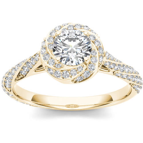 1 Carat T.W. Diamond Single Halo 14kt Yellow Gold Engagement Ring ...