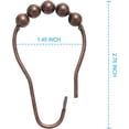 thumbnail image 5 of Shower Curtain Rings, Bronze Shower Curtain Hooks for Curtain Rust Proof Metal Shower Rings Hooks for Bathroom Shower Curtains Rods Hangers Rolling - Set of 12, Bronze, 5 of 5