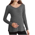 thumbnail image 2 of Women's Maternity Tunic Tee Solid Color Long Sleeve Pregnant Woman Casual Clothes Tops Dark Gray S, 2 of 7