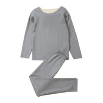 CYRBOKO Boys Thermal Sets, Elastic Waist Cotton Seamless Long Sleeve Underwear sets Gray Size 10-11 T