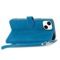 thumbnail image 6 of Nalacover Wallet Case for iPhone 14 Plus, Embossed Pattern Design Zipper Pocket Handbag Wrist Strap Premium PU Leather Flip Cover with Card Slots Holder Magnetic Clasp Kickstand Case,Blue, 6 of 13