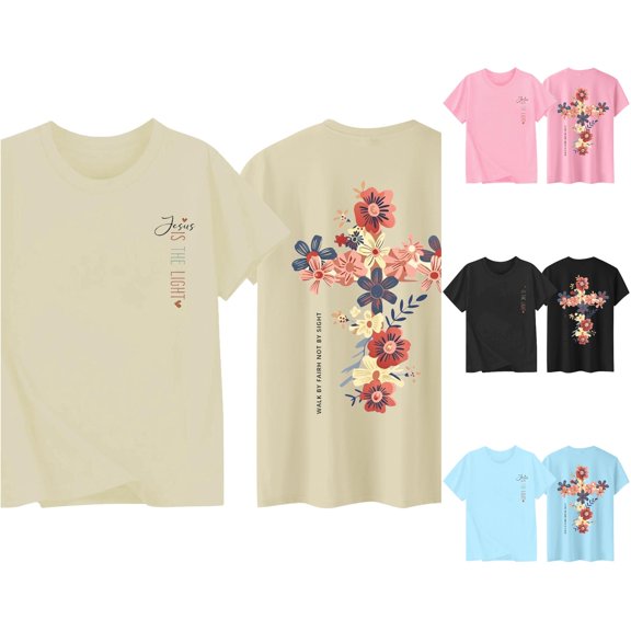 WERYOUNG Children Graphic T Shirts Fashionable Floral Print Round Neck Short Sleeved T-Shirt Girls Lightweight Casual Tees Soft Tops 1-2 Years