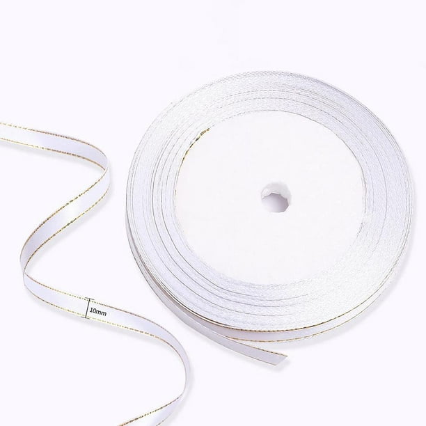 2 rollos de cintas de satén para envolver la decoración del banquete de boda DIY Craft (blanco)