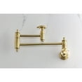 thumbnail image 3 of Kingston Brass KS3107RKZ Wendell Wall Mount Pot Filler Faucet with Knurled Handle, Brushed Brass, 3 of 7