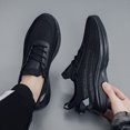 thumbnail image 6 of Men's Big Size Black Green Gradient Knit Lace Up Casual Running Sneakers, Breathable Lightweight Non-Slip Wide Toe Outdoor Daily Walking Footwear, 6 of 9