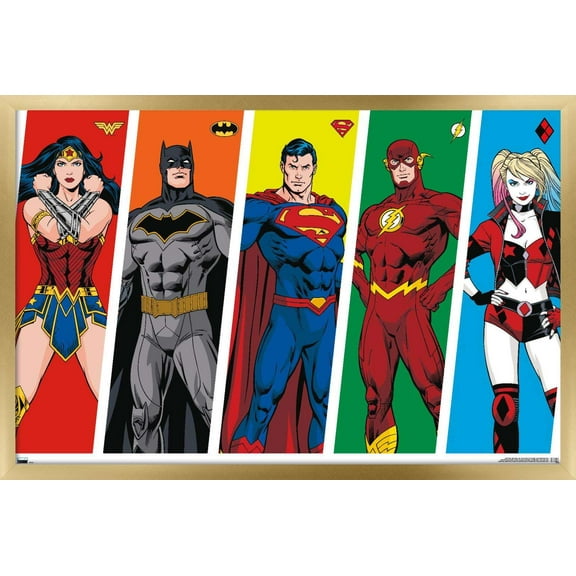 DC Comics - Rainbow Lines Wall Poster, 14.725" x 22.375", Framed