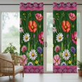 thumbnail image 5 of Outdoor Curtains for Patio Waterproof, Spring Flowers Outdoor Privacy Panels Grommet, Purple Boho Farmhouse Botanical Florals Blackout Outside Curtains for Porch/Cabana 54"x95", 2 Panels, 5 of 8