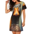 thumbnail image 2 of Fotbe Colorful Painted Duck Bata de Dormir para Mujer con Estampado, Camisón de Algodón de Manga Corta, Ropa de Dormir Casual, 2 of 6