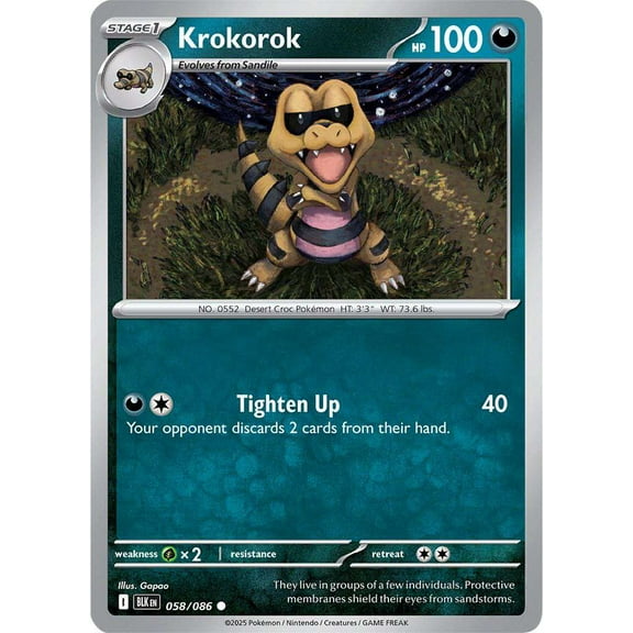 Pokemon Black Bolt Common Krokorok #58