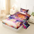thumbnail image 2 of Castle Fairy Orange Basketball Print Twin Sheets 3pcs, Sport Theme Graffiti Splash Bedding,1 Fitted Sheet, 1 Flat Sheet and 1 Pillowcase, 2 of 6