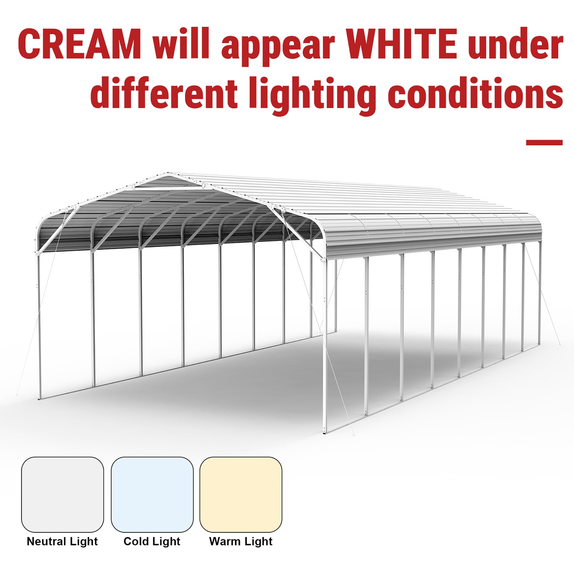 40FT x 20FT Heavy-Duty Metal Carport Garage – 14-Gauge Galvanized Steel Vehicle Shelter with Reinforced Roof, 13FT Peak Height, Outdoor Weatherproof Storage for Cars, Trucks & Equipment