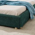 thumbnail image 6 of Harper & Bright Designs Queen Size Upholstered Floor Bed with Tall Curved Headboard , Modern Minimalist Platform Bed Frame with Sturdy Leg Support for Bedroom, Green, 6 of 10