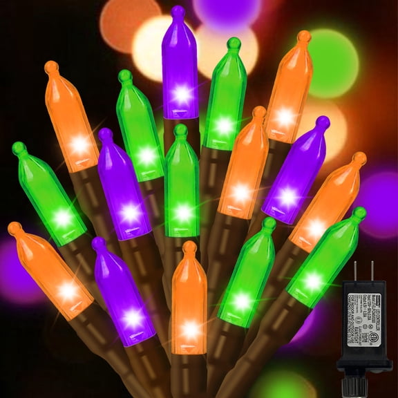 Orange Purple Green Halloween String Lights Outdoor, 32.5FT 100 LED Waterproof Christmas Lights with 16 Lighting Modes for Halloween Garden Party Christmas Xmas Tree Lights Decor