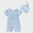 thumbnail image 2 of Mnyotv Newborn Summer Outfits Cartoon Embroidery Short Sleeve Jumpsuits and Hats 2Pcs Sets Size 0M, 2 of 3