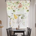 thumbnail image 3 of Green Floral Balloon Curtains for Living Room/French Door, Spring Flowers Botanical Gray and White Plaid Tie Up Curtains 63 Inch Length Energy Saving Kitchen Curtains Shades for Windows 42"x63", 3 of 8