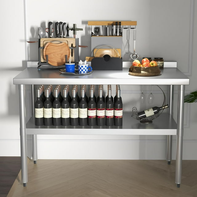 Kojooin Table de Travail et de Préparation en Acier Inoxydable Robuste, Qualité Commerciale NSF